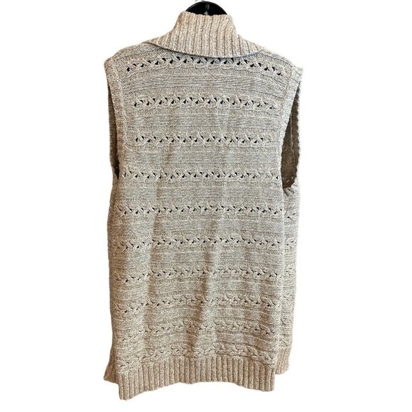 Eddie Bauer Long Open Waterfall Brown Sleeveless Cardigan Sweater - Picture 2 of 10